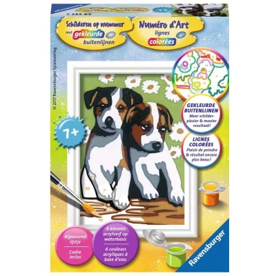 Afbeelding van Ravensburger Schilderen op nummer Schattige puppies Hobbypakket