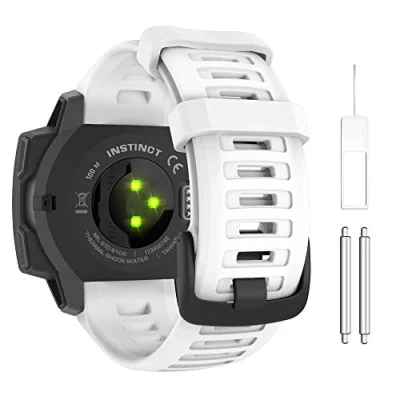 Afbeelding van MoKo Bandje compatibel met Garmin Instinct/Instinct Solar/Tactical/Instinct 2 GPS horloge, 22 mm, reservearmband van zachte siliconen, wit