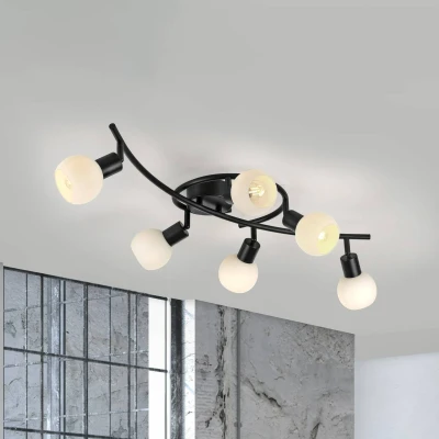 Afbeelding van JUST LIGHT. Loki plafondlamp, 6 lamps, zwart, ijzer, glas