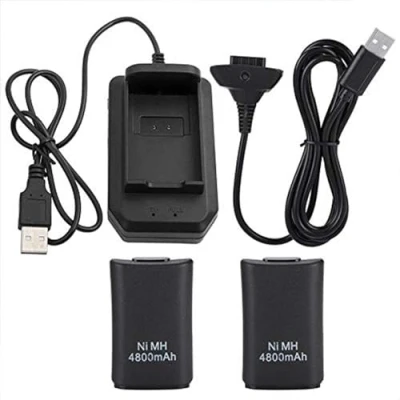 Afbeelding van Xbox 360 Controller accu, voor reservebatterij 4800 mAh, 360, met oplaadkabel, laadstation