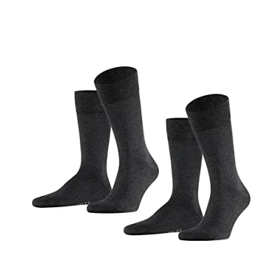 Image de FALKE Happy 2 Pack M SO coton unies lot de paires, Chaussettes Homme, Gris (Anthracite Melange 3080), 47 50