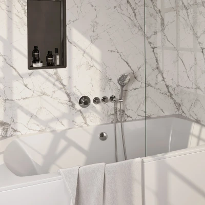 Afbeelding van Brauer Chrome carving inbouw douchegarnituur 3 knoppen handdouche rond standen chroom