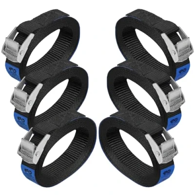 Afbeelding van 6 stuks spanbanden 250 kg draagkracht DIN EN 12195 2 zwart verschillende lengtes 2,5 cm x 1 m