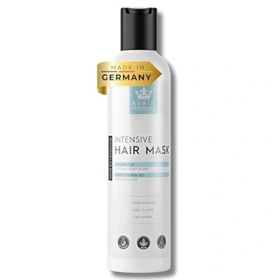 Afbeelding van Rubin Extensions Intensief haarmasker met arganolie en aloë vera, diepe verzorging voor soepel gehydrateerd haar, veganistisch zonder parabenen, 250 ml
