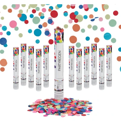 Afbeelding van Relaxdays partypopper set van 12 40 cm confettikanon verjaardag oud en nieuw