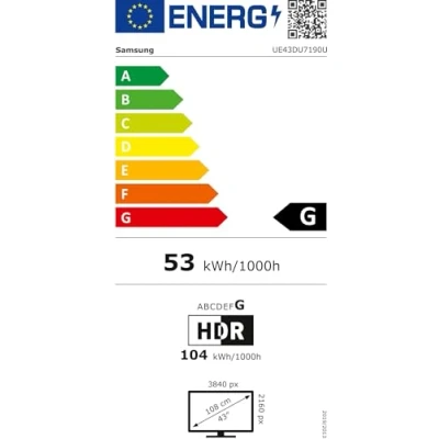 Afbeelding van Samsung UE43DU7190U, 109,2 cm (43&quot;), 3840 x 2160 Pixels, LED, Smart TV, Wifi, Zwart