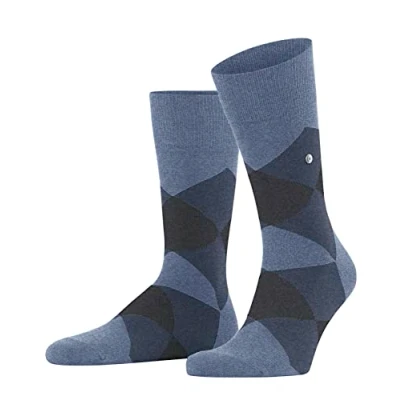 Afbeelding van Burlington heren Clyde sokken met ruitdessin in de kleur Blauw, maat: 40 46