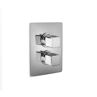 Afbeelding van Cisal Cubic inbouw thermostaatkraan afdekset met stopkraan chroom CU00730021