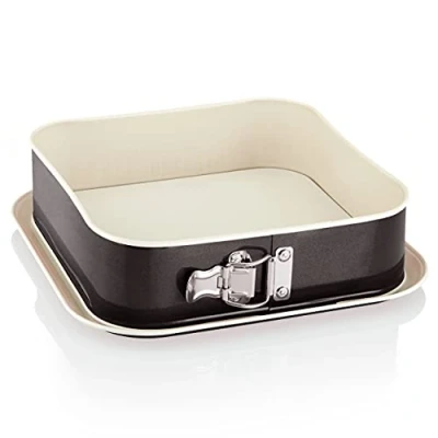 Afbeelding van Grizzly Springvorm 24 x cm, zwart crème, met bescherming tegen lekken, anti aanbaklaag, hoog, vierkante bakvorm