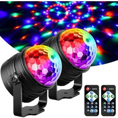 Afbeelding van YAZEKY Discolamp Disco Light Afstandsbediening Geluidsgeactiveerde RGB Discolichten Podiumverlichting Roterende Discobal Voor KTV, DJ, party, disco, Kerstmis, bar, enz. 2 PACK