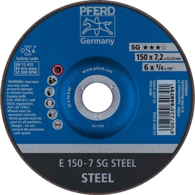 Afbeelding van PFERD 62215726 E 150 7 SG STEEL Afbraamschijf gebogen Diameter mm Boordiameter 22.23 Staal 10 stuk(s)