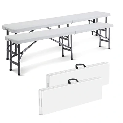 Afbeelding van Sotech 2 banken, opvouwbaar, tuinbank, voor camping, draagbaar, aantal zitplaatsen: tot 4 personen per bank, maximale belasting: 300 kg