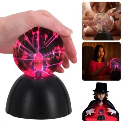 Afbeelding van Cheqo® Plasma Bol Plasmabol Lamp Plasmabal Discolamp Effect Zwart Inclusief EBOOK