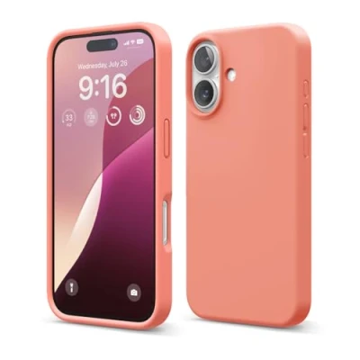 Afbeelding van elago Compatibel met iPhone hoesjes, hoogwaardige vloeibare siliconen hoes, volledige beschermhoes, schokbestendig, dunne telefoonhoes, zachte microvezelvoering