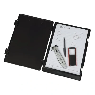 Afbeelding van WEDO 575001 klembord (A4) met opbergvak voor formulieren, rekenmachines en meer, stevige metalen klem, penhouder (zwart)