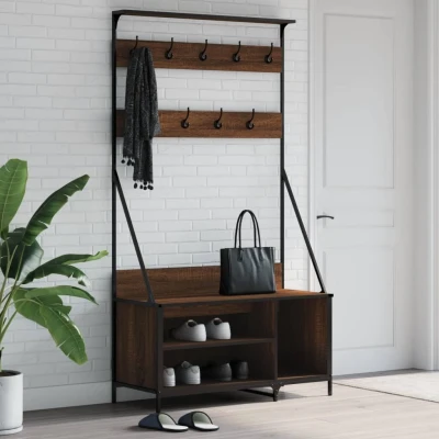 Afbeelding van Kledingrek met schoenenrek 100x41x184 cm bruineikenkleurig