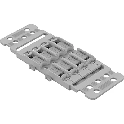 Afbeelding van WAGO Bevestigingsadapter met trekontlasting, 4 aansluitingen, voor 221 inline connector hendel, schroefmontage, grijs, 2504 (5 stuks)