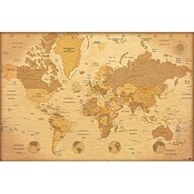 Afbeelding van Poster Map World ES Vintage 91,5x61cm