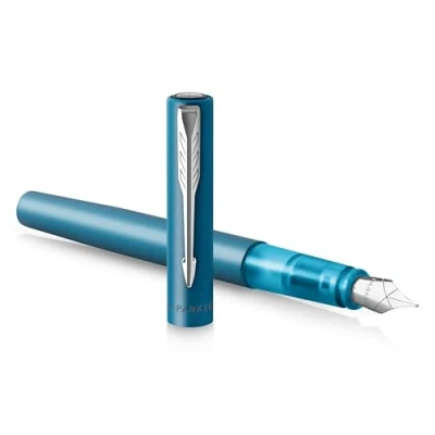 Image de Parker stylo Plume Vector XL Laque turquoise métallisée sur laiton moyenne avec recharge d’encre bleue Coffret cadeau