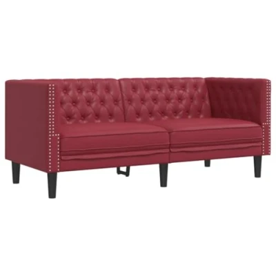 Afbeelding van vidaXL Tweezitsbank Chesterfield stijl kunstleer wijnrood