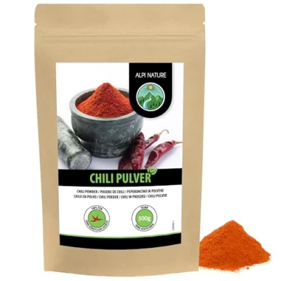 Afbeelding van Chilipoeder (500 g), gemalen chilipepers, 100% natuurlijk en zonder additieven, chili, kruidige chili