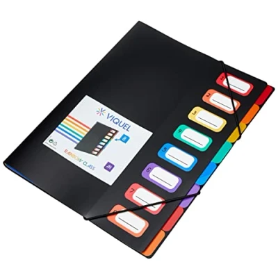 Image de Trieur 8 compartiments en plastique A4 Rainbow Class Viquel Noir