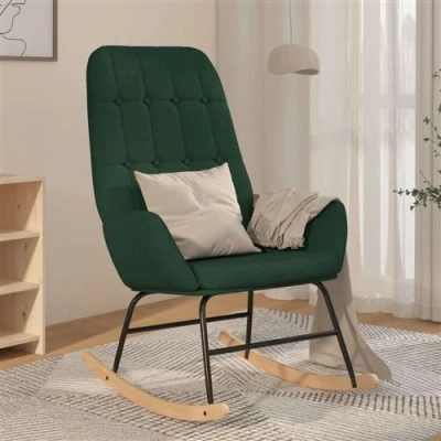 Image de vidaXL Chaise à bascule Vert foncé Tissu
