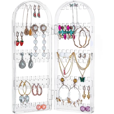 Afbeelding van Kurtzy Opvouwbaar Acryl Sieraden Organizer 5 Laags en 2 Panelen met Opslag voor Oorbellen, Armbanden &amp; Kettingen Slaat 60 Paar Oorbellen op Doorzichtig Transparant Display