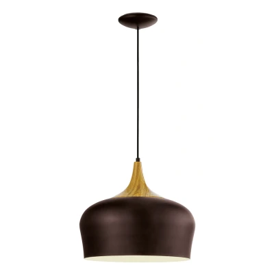 Afbeelding van EGLO Obregon Hanglamp 1 Lichts Ø350mm. Bruin, Creme, Eik