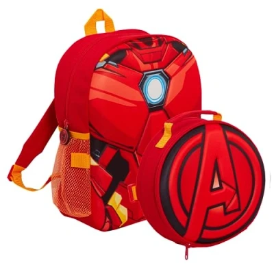 Afbeelding van Iron Man Kinderrugzak met geïsoleerde lunchtas en bijpassende officiële Marvel waterfles voor jongens, Rood, één maat, Rugzak