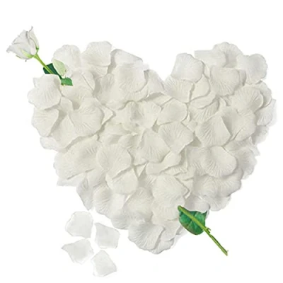 Afbeelding van Jonami 3000 witte kunstrozenblaadjes van zijde, romantische decoratie voor Valentijnsdag, verloving en bruiloft