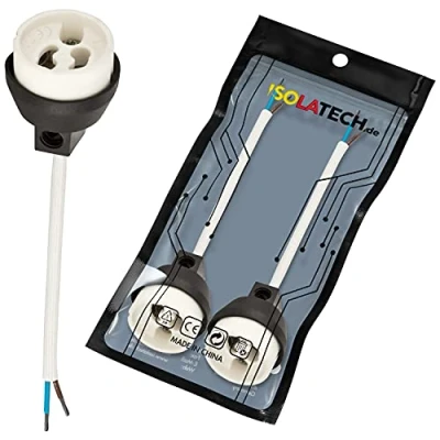 Afbeelding van ISOLATECH GU10 vlamvertragende keramische stopcontacten VDE RoHS 230 250 Volt 2A max.100W 0.75mm 2 LED Halogeen Kabels (hier: PCS)