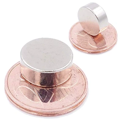 Afbeelding van Brudazon 10 mini schijfmagneten 12 x 5 mm N52 sterke neodymium magneten extra voor modelbouw, foto, witte wand, handwerk schijf