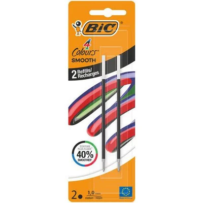 Afbeelding van BIC Vulling voor balpen 4 Colours Smooth, medium, blister van 2 stuks, zwart