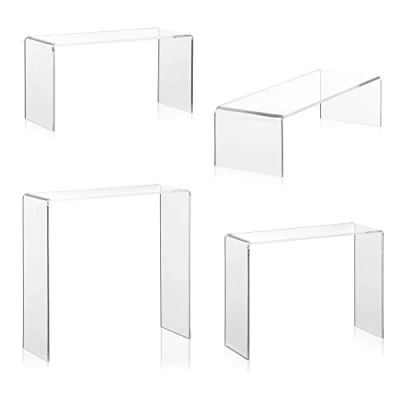 Afbeelding van Goederenstandaard als decoratieve standaard, presentatiestandaard, verkoopstandaard voor schoenen, cosmetica, verzamelobjecten van origineel plexiglas in vier hoogtes