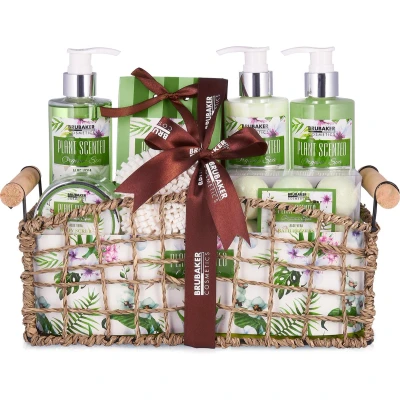 Afbeelding van BRUBAKER Beautyset Bad en Doucheset Aloe Vera Cadeautip Vrouw Cadeau Idee 13 delige Cadeauset in Decoratieve Mand Moederdag cadeautje