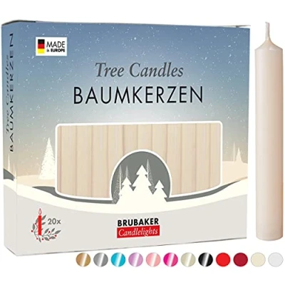 Afbeelding van BRUBAKER 20 Stuks Boomkaarsen Was Kerstmis Kaarsen Piramide Kerstboom Champagne