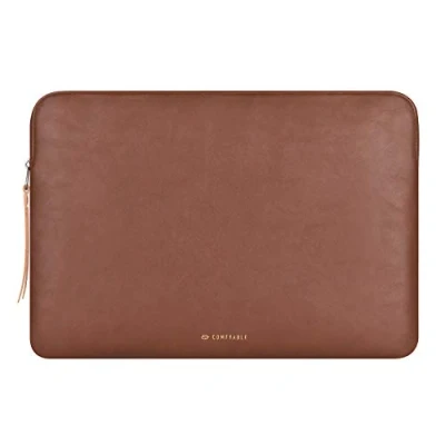 Afbeelding van Comfyable Laptophoes van kunstleer, compatibel met MacBook Pro 16 inch 2021 2019 M1 Pro/Max A2485 A2141, waterdichte beschermhoes voor 15 15,6 Retina, bruin