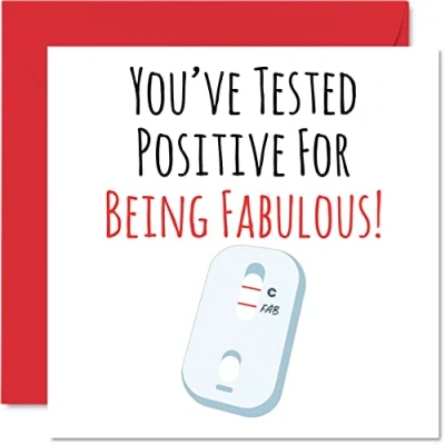 Afbeelding van grappige verjaardagskaart voor vrouwen, positief getest om fantastisch te zijn, moeder, zus, dochter, echtgenote, vriendin, oma, 145 mm x