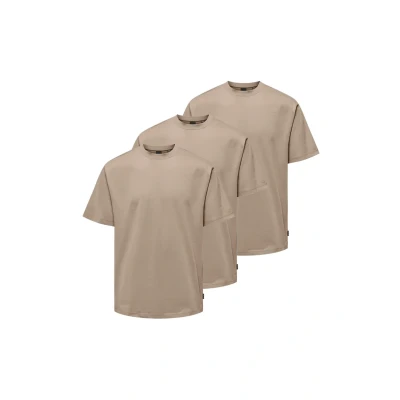 Afbeelding van Only &amp; Sons 3ER PACK FRED Tshirt basic, Heren, Maat: XL, Desert taupe
