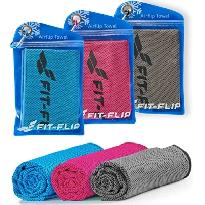 Afbeelding van Koeldoek set van 3 100 x 30 cm, microvezel sporthanddoek, verkoelend, koeldoek, Airflip cooling towel, handdoek Kleur: Blauw, Pink, Grijs, Afmetingen: cm