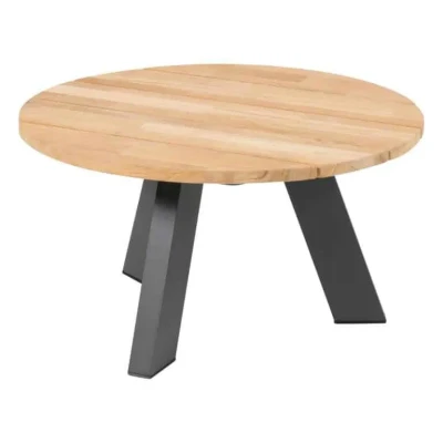 Afbeelding van Cosmic salontafel met teak tafelblad 65 cm dia. H35 4SO