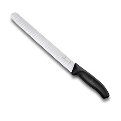 Afbeelding van Victorinox, 6.8223.25G, Swiss Classic, Schinkenmesser, extra scherpe rand, met fijne gesp, robuuste kunststof handgreep, zwart, gemaakt in Zwitserland, vaatwasmachinebestendig