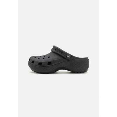 Afbeelding van Crocs Classic Platform Glitter Muiltjes met hak, Dames, Maat: 41/42, Black Kunststof
