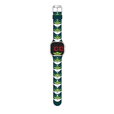 Afbeelding van Accutime LED Watch Star Wars The Mandalorian Baby Yoda Kinderhorloge Met Display Voor Datum en Tijd Groen
