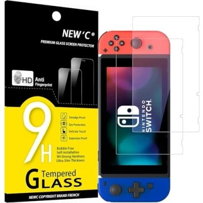 Afbeelding van NEW&#039;C 2 Stuks, Screen Protector voor Nintendo Switch, Gehard Glass Schermbeschermer Film 0.33 mm ultra transparant, resistent, anti kras, vingerafdrukken