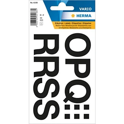 Afbeelding van Etiket HERMA 4188 33mm letters O Z zwart 16 stuks Blister a 1 vel 10