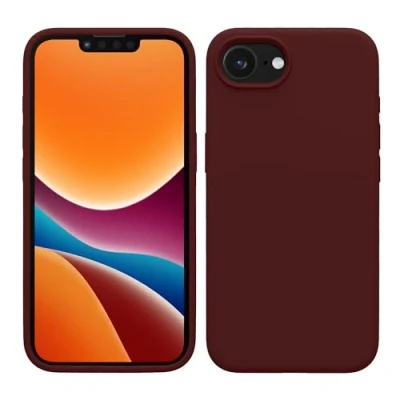 Afbeelding van kwmobile telefoonhoesje geschikt voor Apple iPhone 16e Hoesje met siliconen coating Smartphone case in bordeaux violet