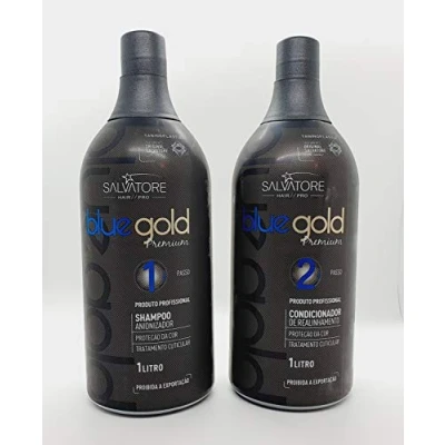 Afbeelding van Salvatore Blue Gold Premium KIT 2x1000ml Brasiliaans Keratine Behandeling