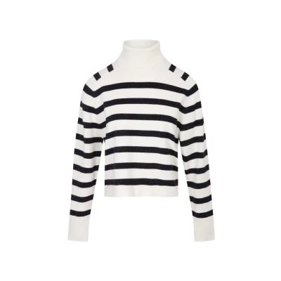 Afbeelding van Morgan Stripped Turtleneck Trui, Dames, Maat: Medium, Ivoire